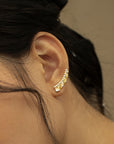 Women's  Asymmetric Pleated Imitation Pearl Curved Ear Studs