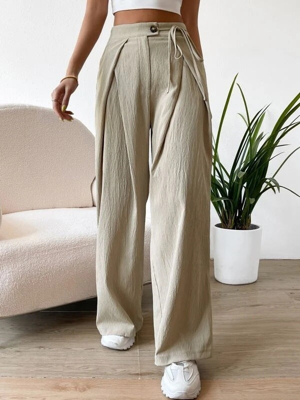 High-waist Lace-up Leg Pants