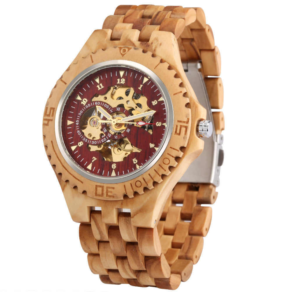 Zebra Strap Automatic Mechanical Wooden Watch