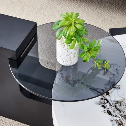 Modern Double-Layer Round Coffee Table ( USA ONLY 3 TO 5 DAYS SHIPPING)