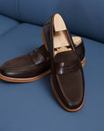 Men Genuine Leather Loafers – British Style Slip-On Cowhide Dress Shoes with Soft Sole Comfort