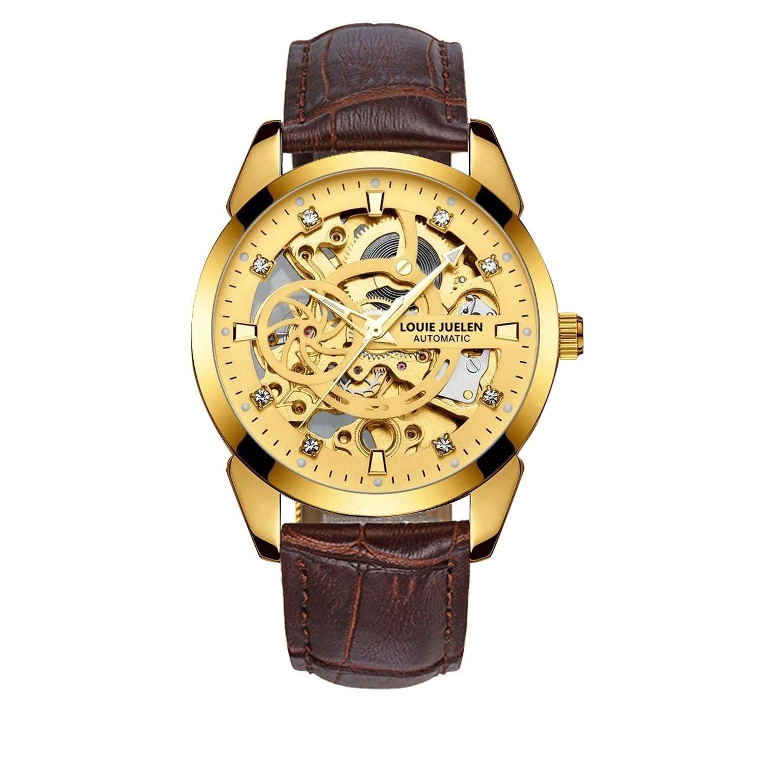 (3 to 7 days)  Hollow Men&#39;s Leather Belt Mechanical Watch Waterproof