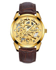 (3 to 7 days)  Hollow Men's Leather Belt Mechanical Watch Waterproof