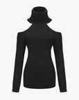 Women’s Twist Knit Lace-Up Dress – Strapless Slim-Fit Turtleneck Halter Style