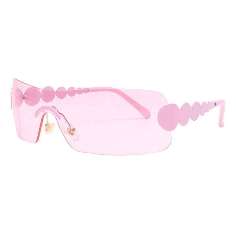 One Piece Rimless Sunglasses Concave Styling women