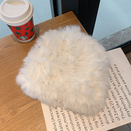 Thickened Warm Real Rabbit Plush Fur Integrated Knitted Hat