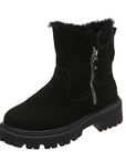 Thick Plush Snow Boots Women Faux Suede Non-slip Winter Shoes