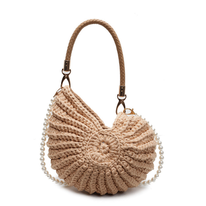 Women’s Handmade Woven Bag – European &amp; American Retro Shell Shape
