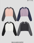 Women’s Contrast Color Raglan Long Sleeve Crop T-Shirt – Slim Fit Round Neck Casual Top