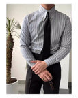 Business Long Sleeve Striped Shirt Men (3 to 7 Days shipping)