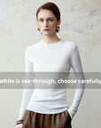 Women 95% Fine-Spun Wool Slim Fit Sweater – Lightweight Round Neck Long Sleeve Pullover Knit Top