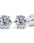 1 Karat Rhinestone Ear Studs Women's S925 Sterling Silver