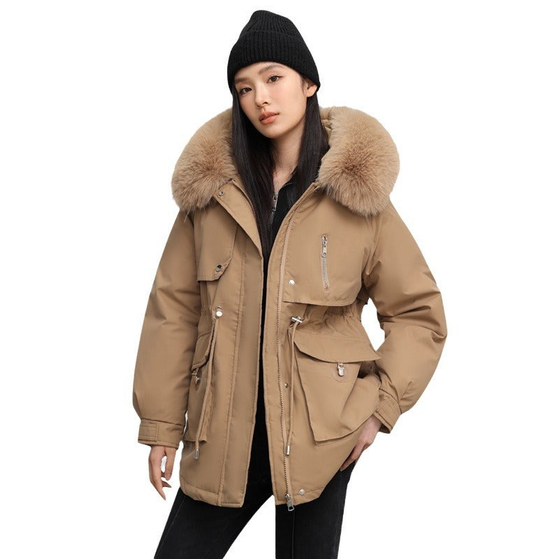 Cross-border Fleece-lined Thickened Fit Slimming Cotton Coat women