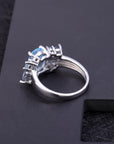 Bague fleur en argent sterling S925 – Bijoux en topaze naturelle (tailles 5 à 10)