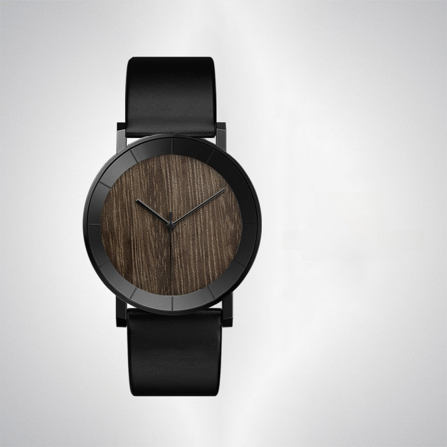 Wooden Watch Men – Natural Walnut Wood Quartz Analog Wristwatch with Leather Strap 3ATM Waterproof