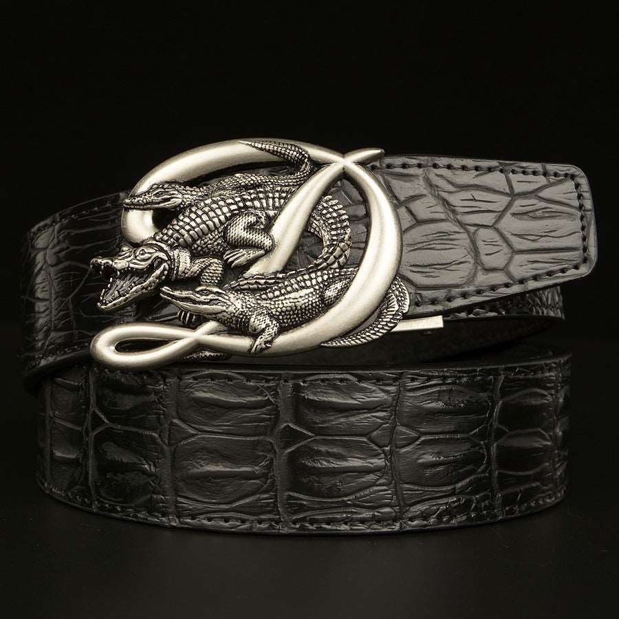 BeltCrocodile Buckle Men Belt Real Cowhide Automatic Buckle Casual