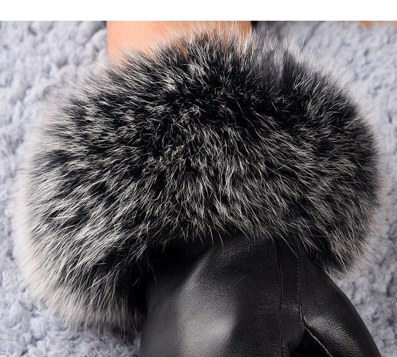 Women&#39;s Sheepskin Fleece-lined Warm Gloves