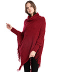 Acrylic Fringed Sweater High Collar Warm Sleeve Pullover Cloak