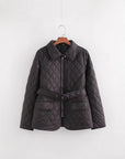 Belt Quilted Cotton Coat Jacket women