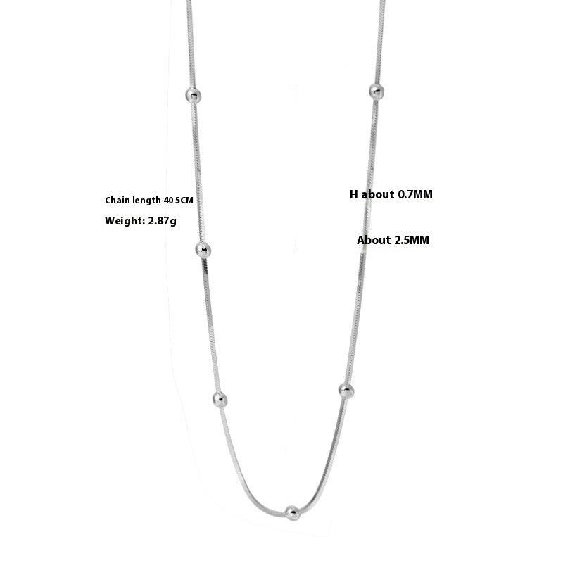 ✨ Women’s 925 Sterling Silver Ball Chain Necklace – Minimalist Elegance