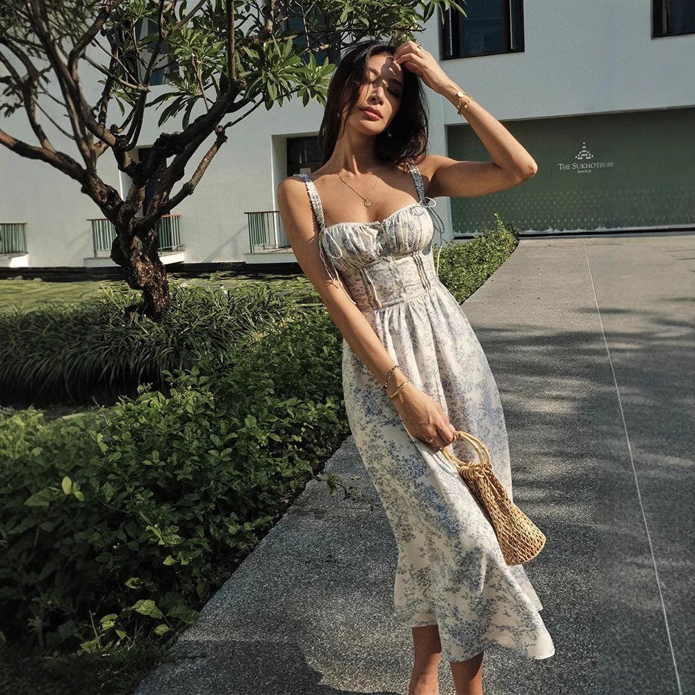 🌊 Women’s Bow Sling Dress – Seaside Elegance with a Playful Twist