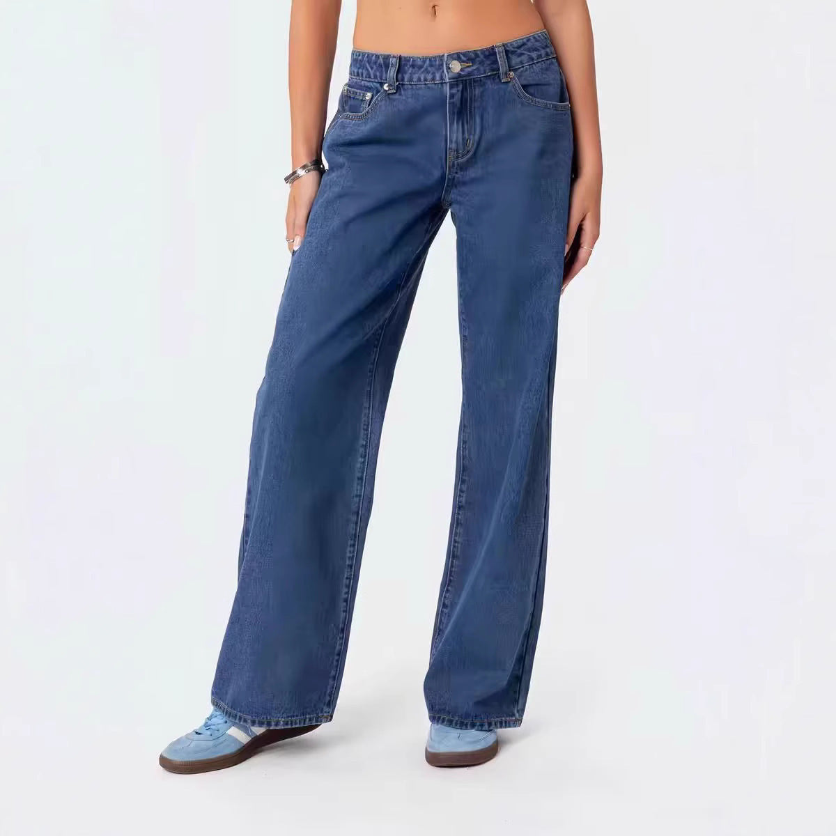 Fashionable Simple Low Waist Wide Leg Jeans women