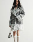 Fur Patchwork Wool Coat women