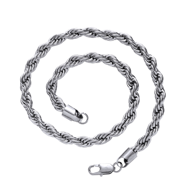 Collier torsadé en acier inoxydable pour homme – Chaîne style Hip-Hop plaquée or 18 carats/argent avec finition durable et plusieurs longueurs disponibles