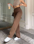 Brown Jeans Retro American Solid Color Looks Thin ( 3 TO 7 DAYS )