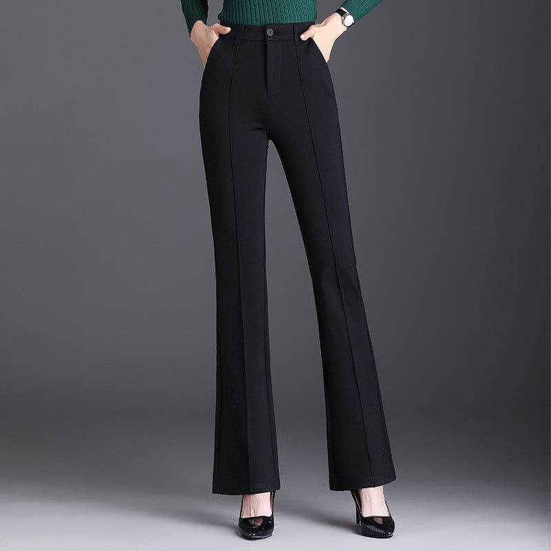 Women’s High-Waist Slimming Pants – Elegant Commute Style with Flowy Bell-Bottom Cut