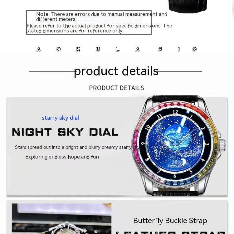 Ogulas Starry Sky Crystals Automatic Mechanical Watch Men&#39;s