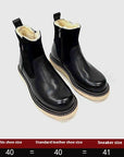 Leather With Fleece Lining Sheepskin Fur Snow Boots