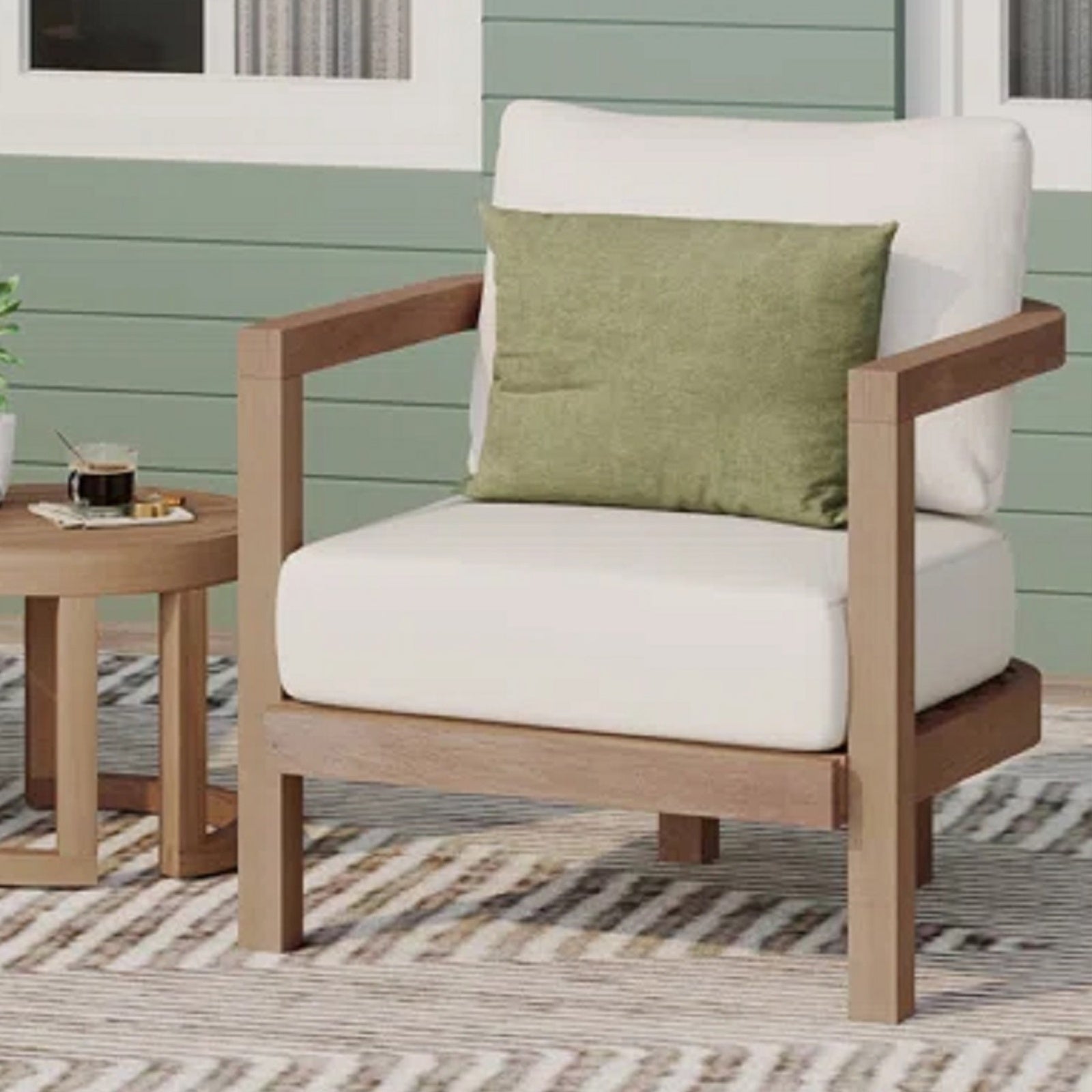 Outdoor Acacia Wood Patio Club Chair ( USA ONLY + 3 TO 5 DAYS SHIPPING)