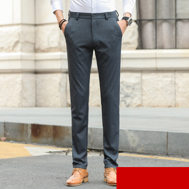 Men’s Stretch Suit Pants – Thick Business Slim Fit with Non-Iron Finish