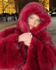 Women’s Gradient Faux Fur Coat – Thickened Autumn & Winter Street Style Jacket