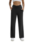 Women’s V-Waist Cross Pocket Fitness & Yoga Trousers – Japanese & Korean Casual Style