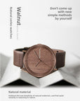 Wooden Watch Men – Natural Walnut Wood Quartz Analog Wristwatch with Leather Strap 3ATM Waterproof