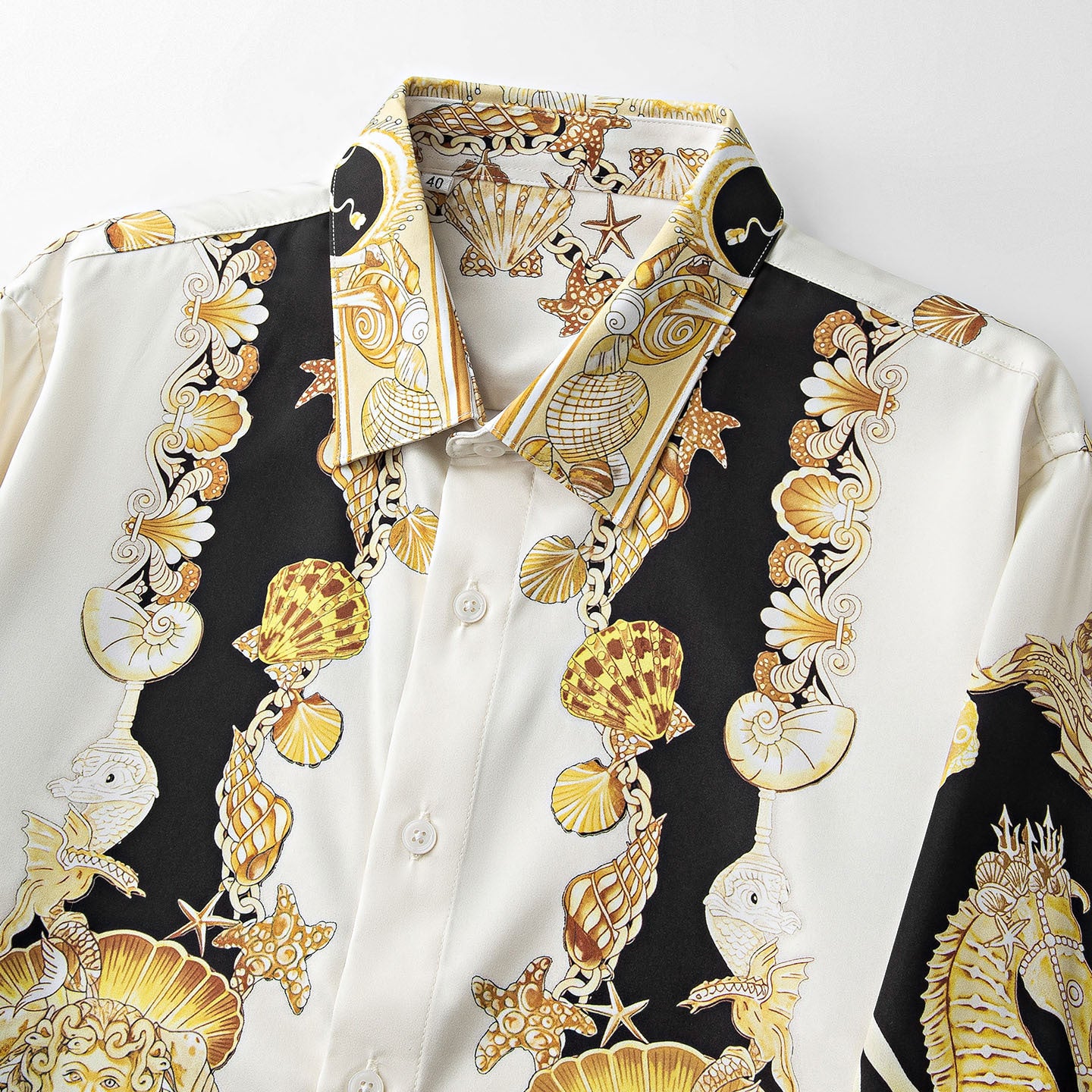 Men Slim Fit Printed Long Sleeve Shirt – Anti-Wrinkle No-Iron European Style Statement Dress Shirt=