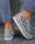 Flower Print Lace-up Sneakers Casual Fashion Lightweight Breathable Walking Running Sports Shoes Women Flats