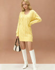WOMEN Mid-length Sweater V-neck Knitted Twist Dress