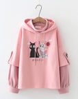 Women’s Forest Fleece Hoodie – Cozy Autumn & Winter Cartoon Style