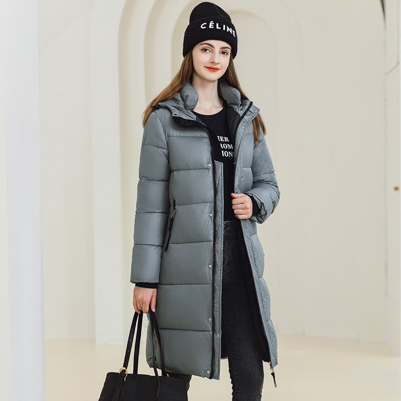 Women’s Winter Warm Hooded Long Coat – Down Cotton Padded Jacket with Pockets