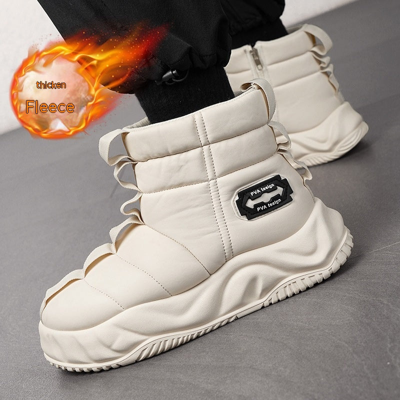 High-top Snow Boots Fur Men&#39;s Warm Slugged Bottom Cotton Shoes