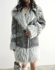 Fur Patchwork Wool Coat women