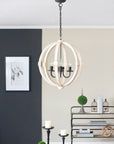 6 - Light Wood Chandelier With Adjustable Chain , Bulb Not Included ( USA ONLY + 3 TO 5 DAYS SHIPPING)