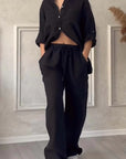 Women's Wide-leg Pants Lace-up Two-piece Suit