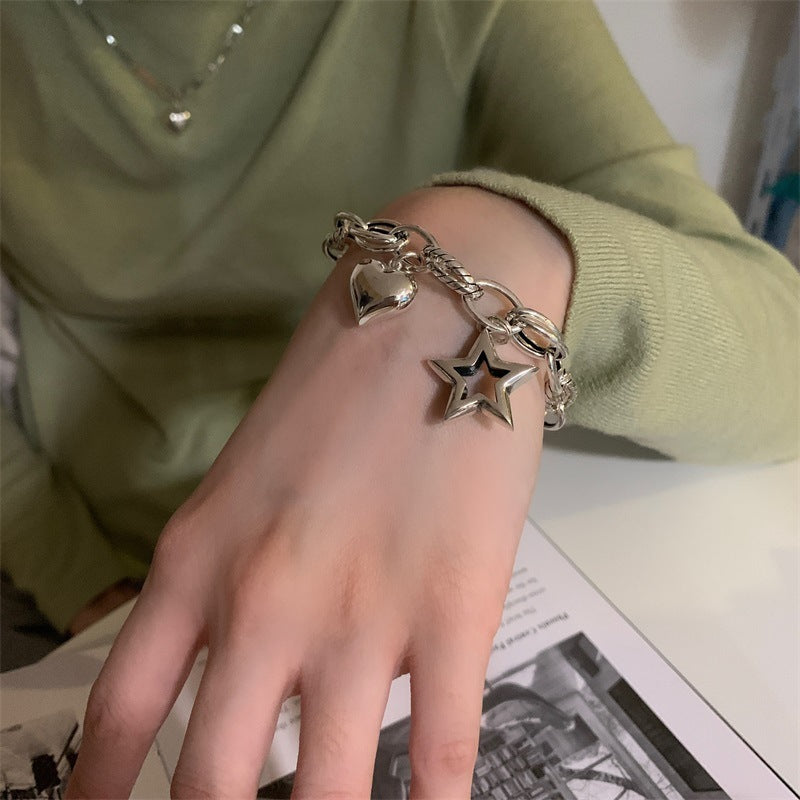 925 Sterling Silver Vintage Love Star  Bracelet