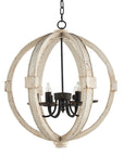 6 - Light Wood Chandelier With Adjustable Chain , Bulb Not Included ( USA ONLY + 3 TO 5 DAYS SHIPPING)