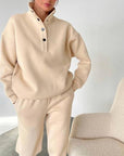 Oversized Solid Casual Pullovers Long Pant Set Warm HoodiE