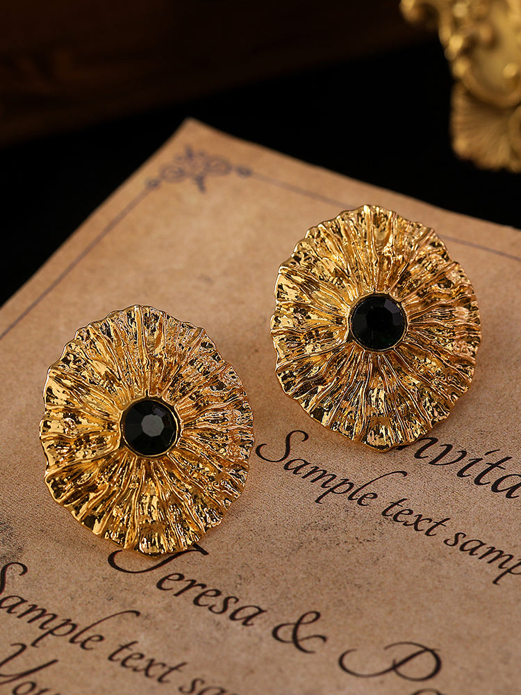 Sungirl Flower Round Studs Silver Pin Earrings women